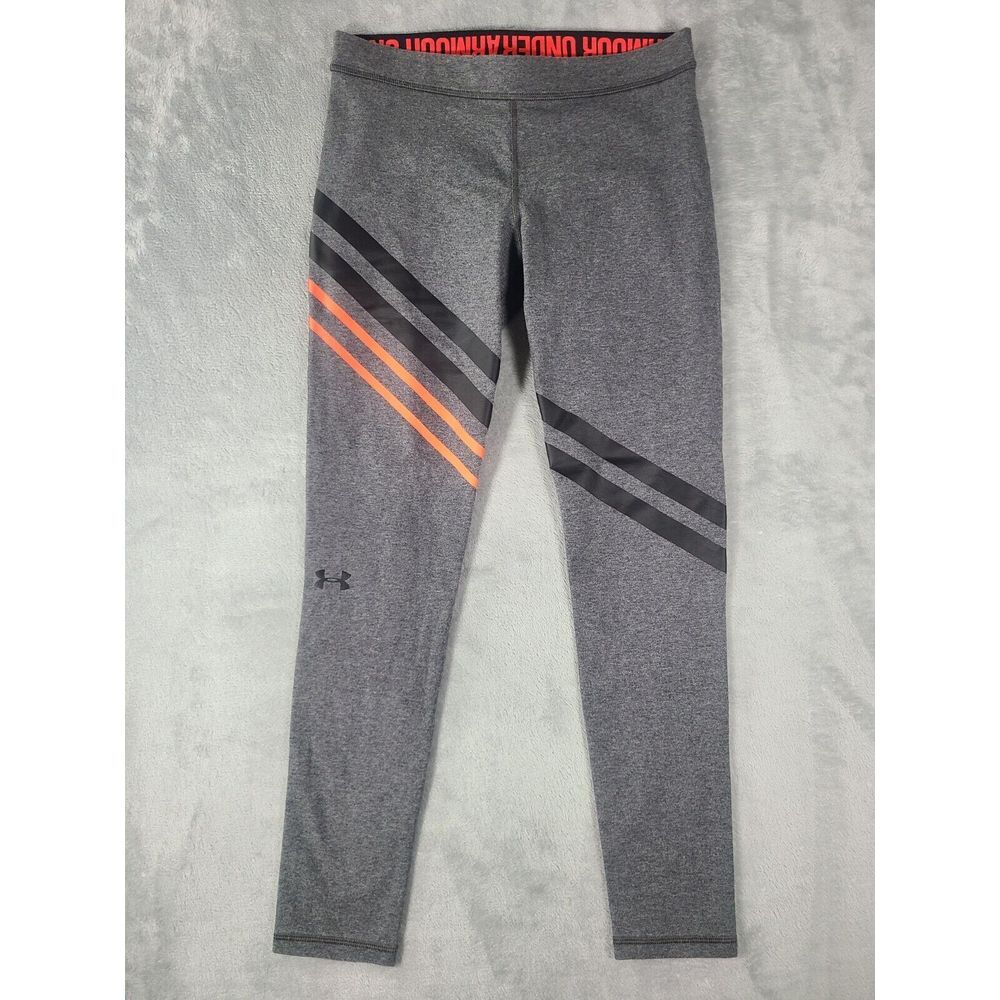 Under armour Leggings Womens Medium Grey Orange Black Stripes Pull On